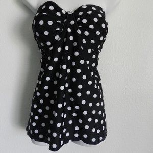 Tankini top, b/w polka dot NWT
